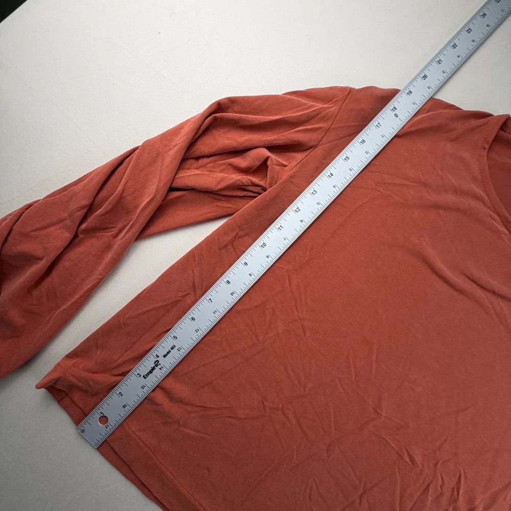 Madewell Puff Sleeve Top Long Sleeve Women Size L Rust Terracotta Solid Knit 254